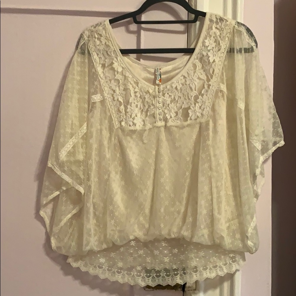 Free People ivory lace blouse